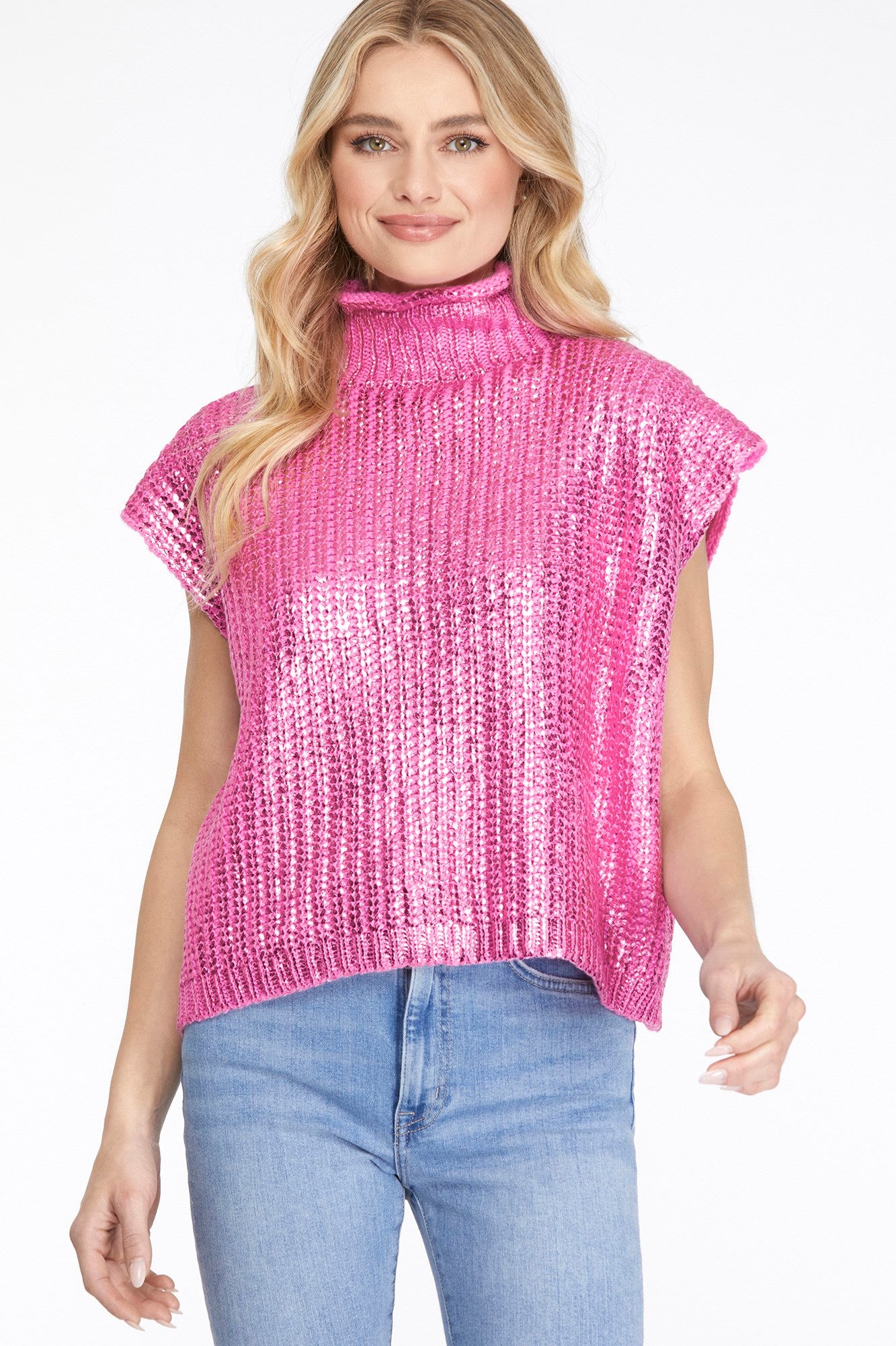Metallic Foil Sweater Vest