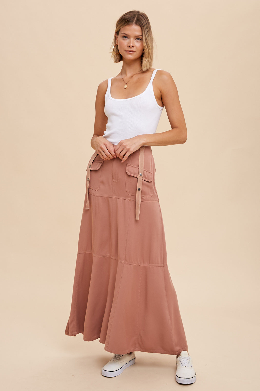 Twill Utility Maxi Skirt