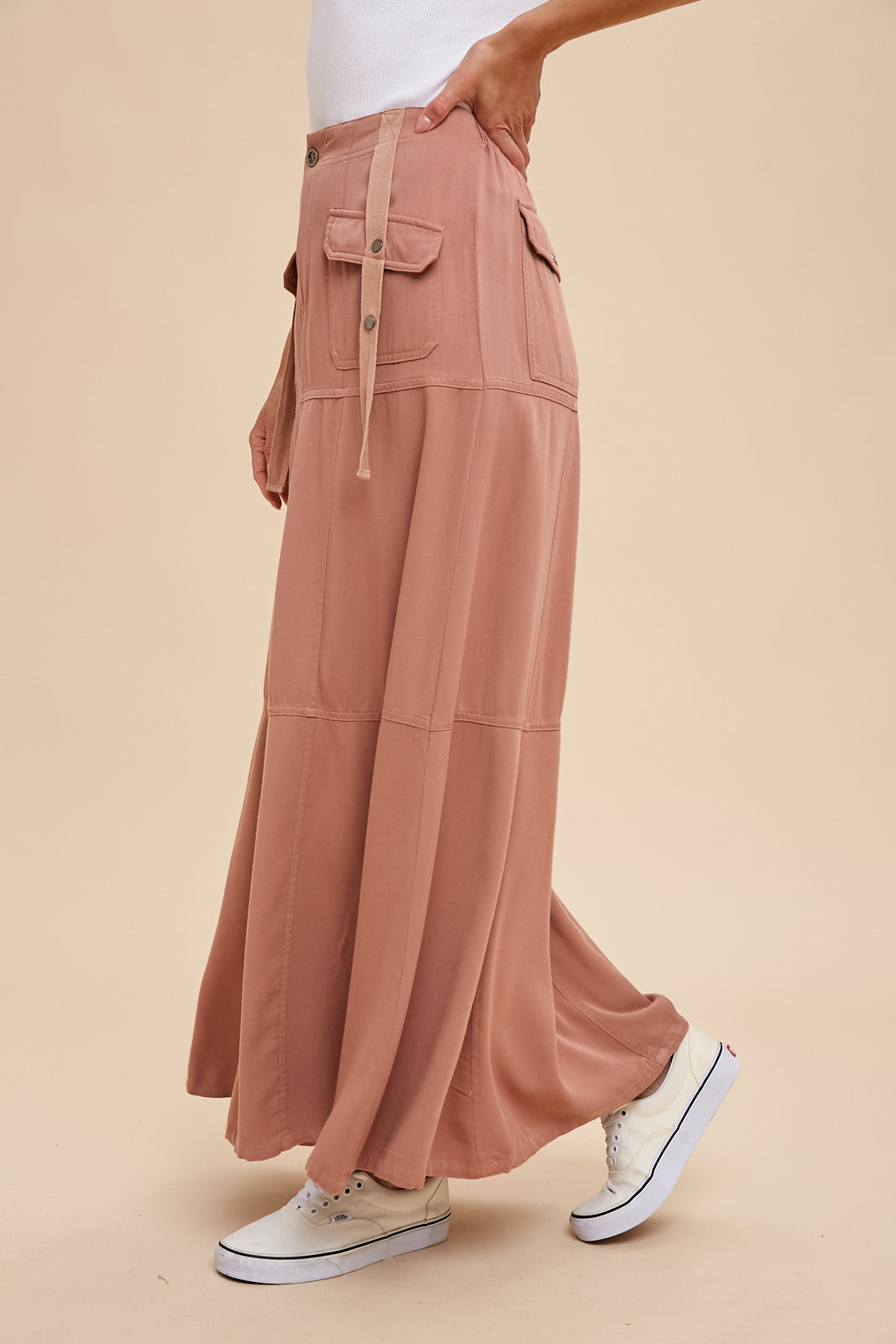Twill Utility Maxi Skirt
