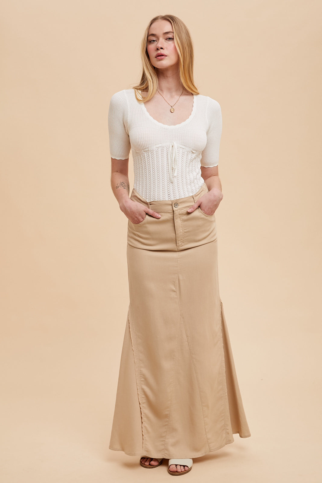 Tencel Frayed Mermaid Skirt