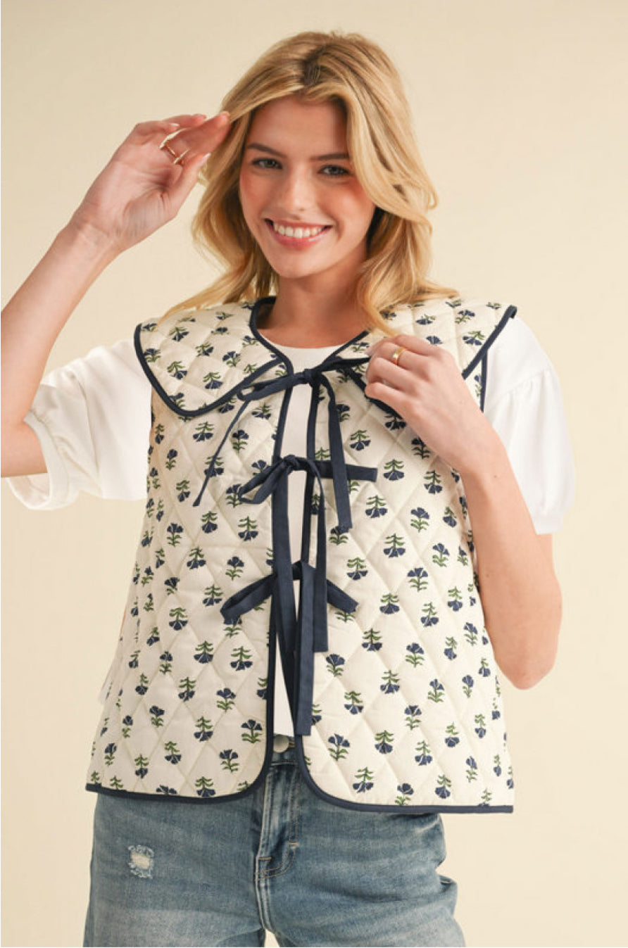 Quilted Floral Vest