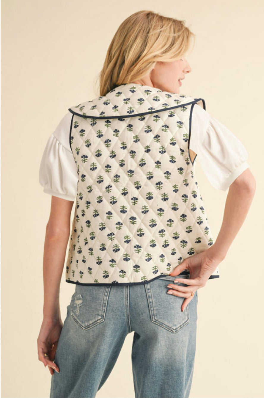 Quilted Floral Vest