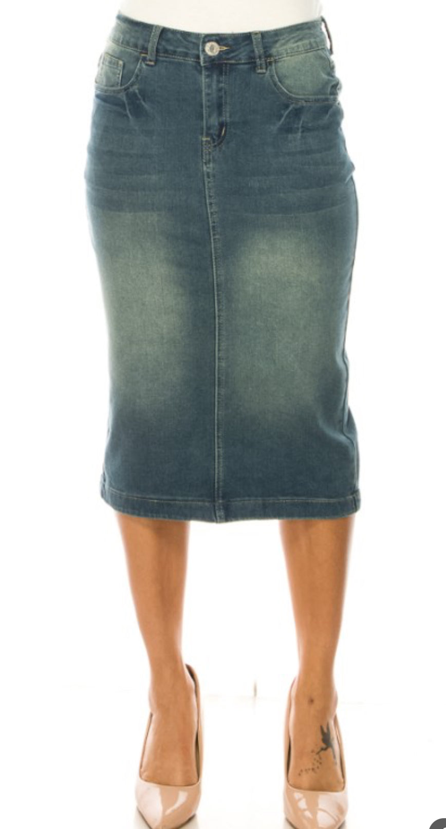 Vintage Wash Denim Skirt