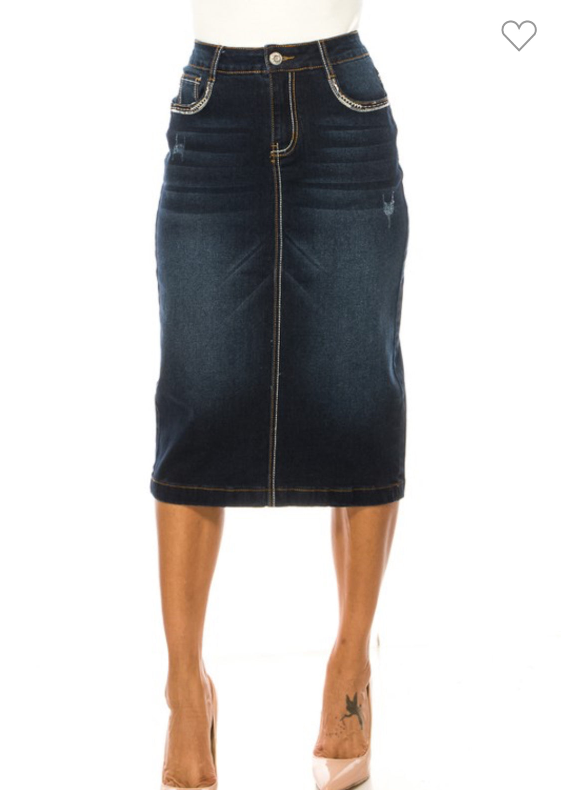 Dazzled in Dark Denim Skirt