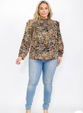 Mock Neck Floral Blouse