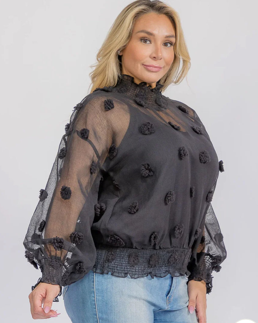 Turtleneck Swiss Detailed Blouse