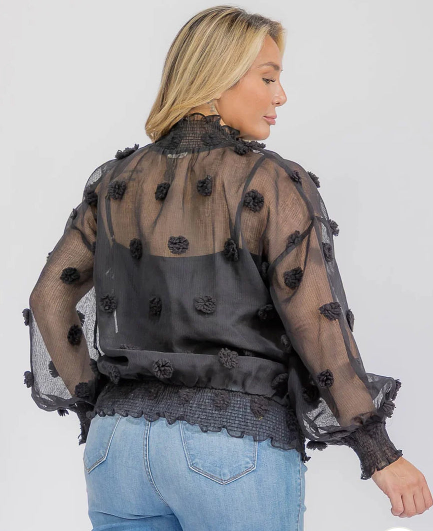 Turtleneck Swiss Detailed Blouse