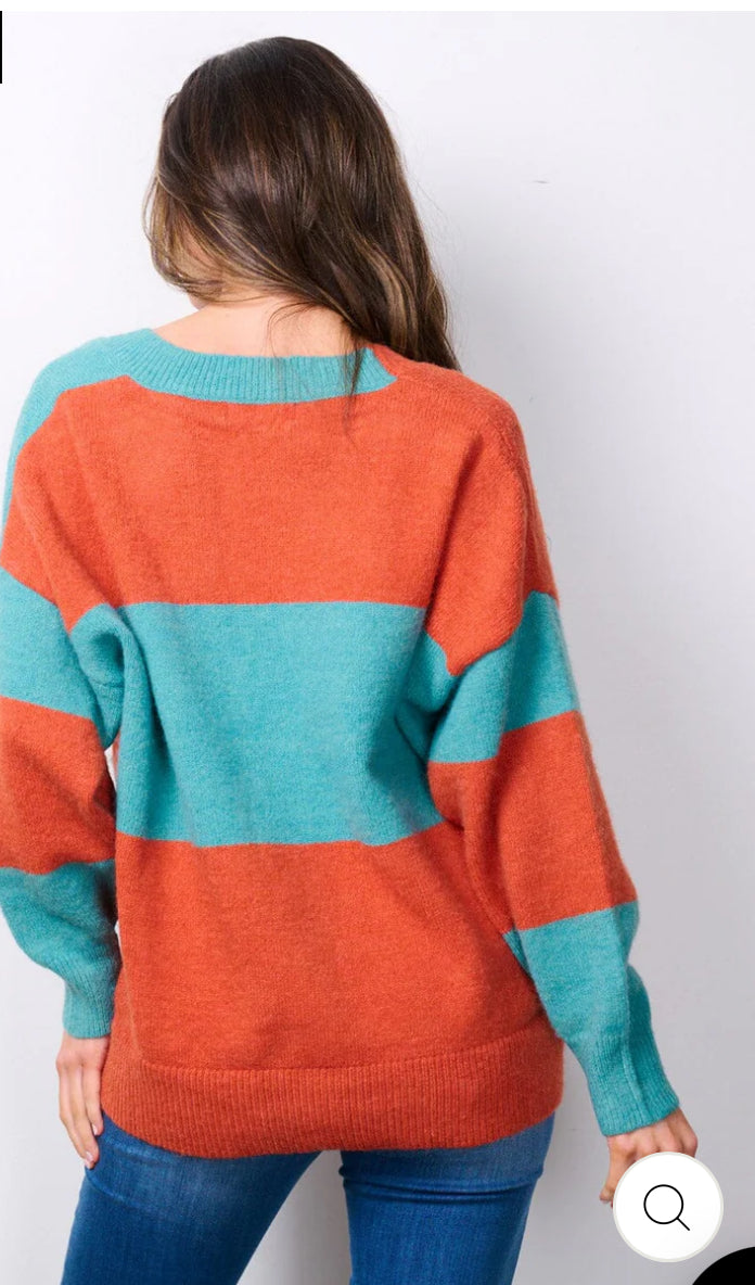 Fall Colorblock Sweater Cardigan