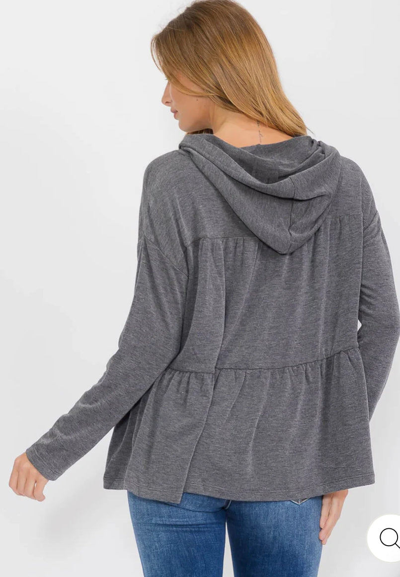 Long Sleeve Tiered Hoodie Top