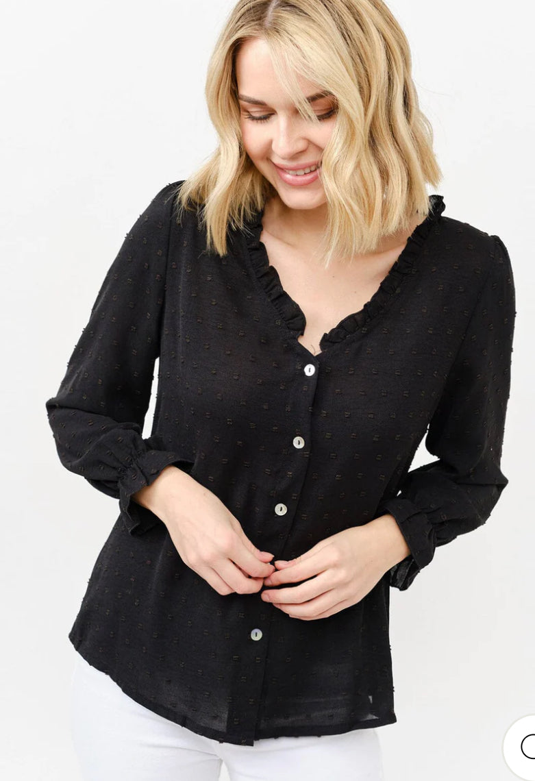 V-Neck Swiss Detailed Blouse