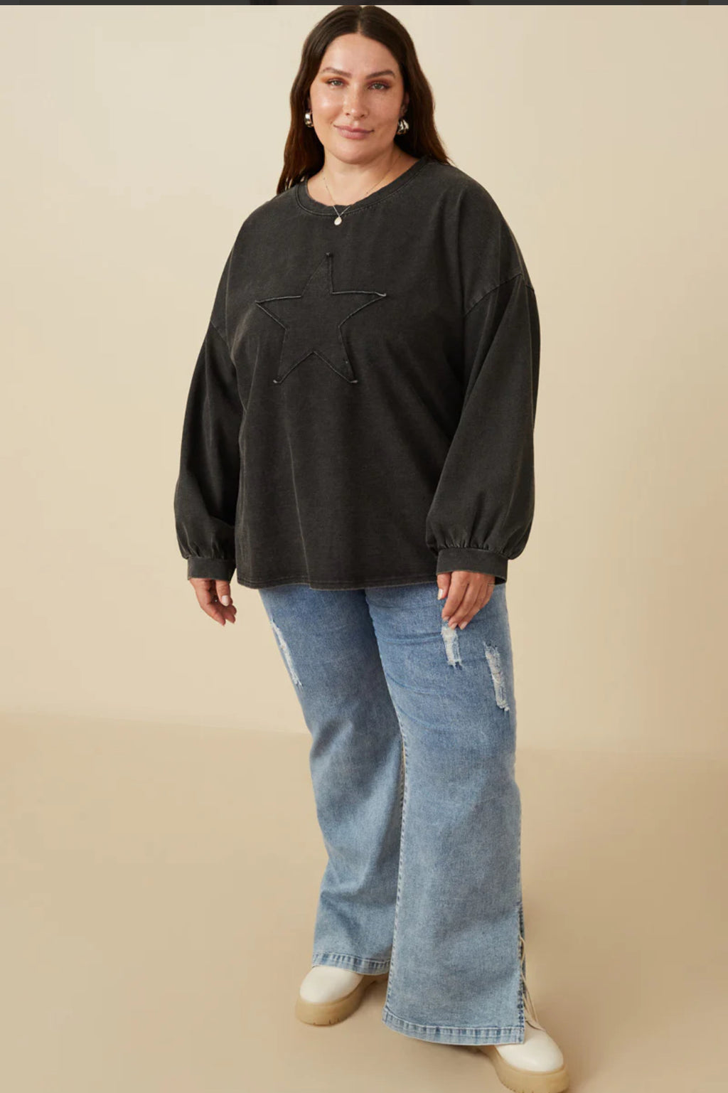 Acid Wash Star Sweatshirt