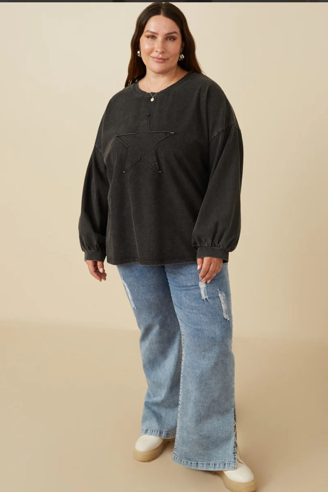 Acid Wash Star Sweatshirt