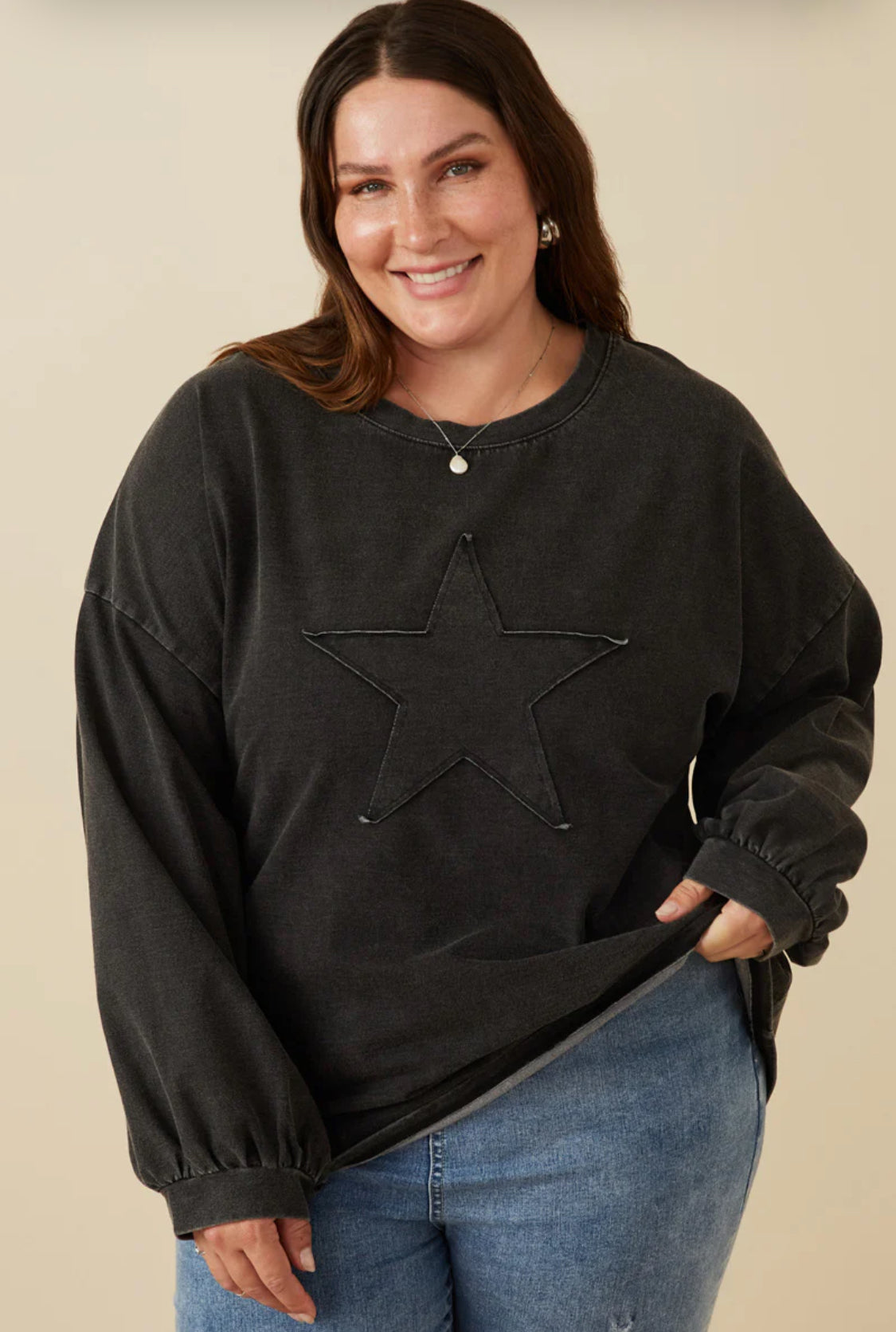 Acid Wash Star Sweatshirt