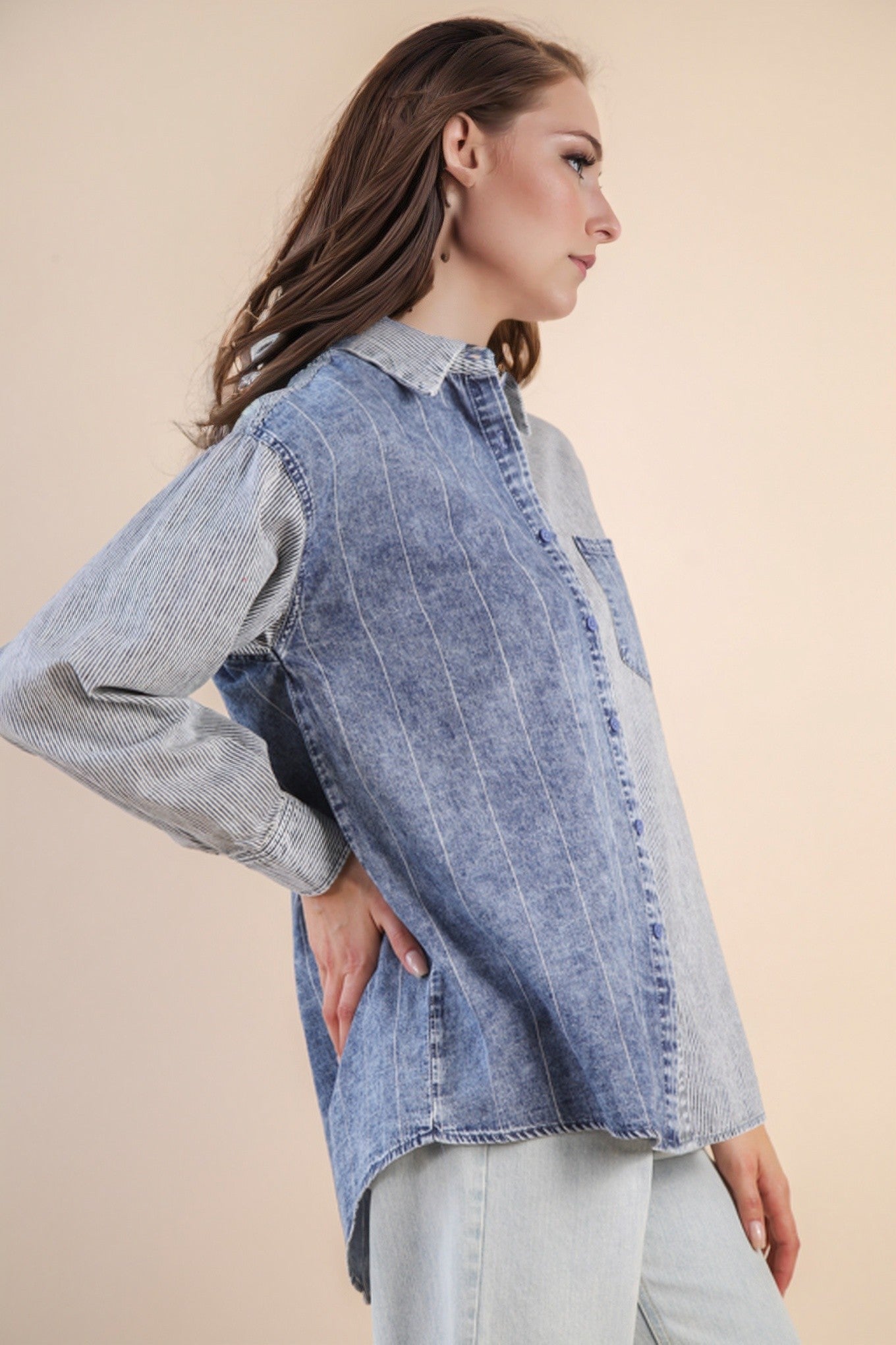 Denim Button-Up Shirt