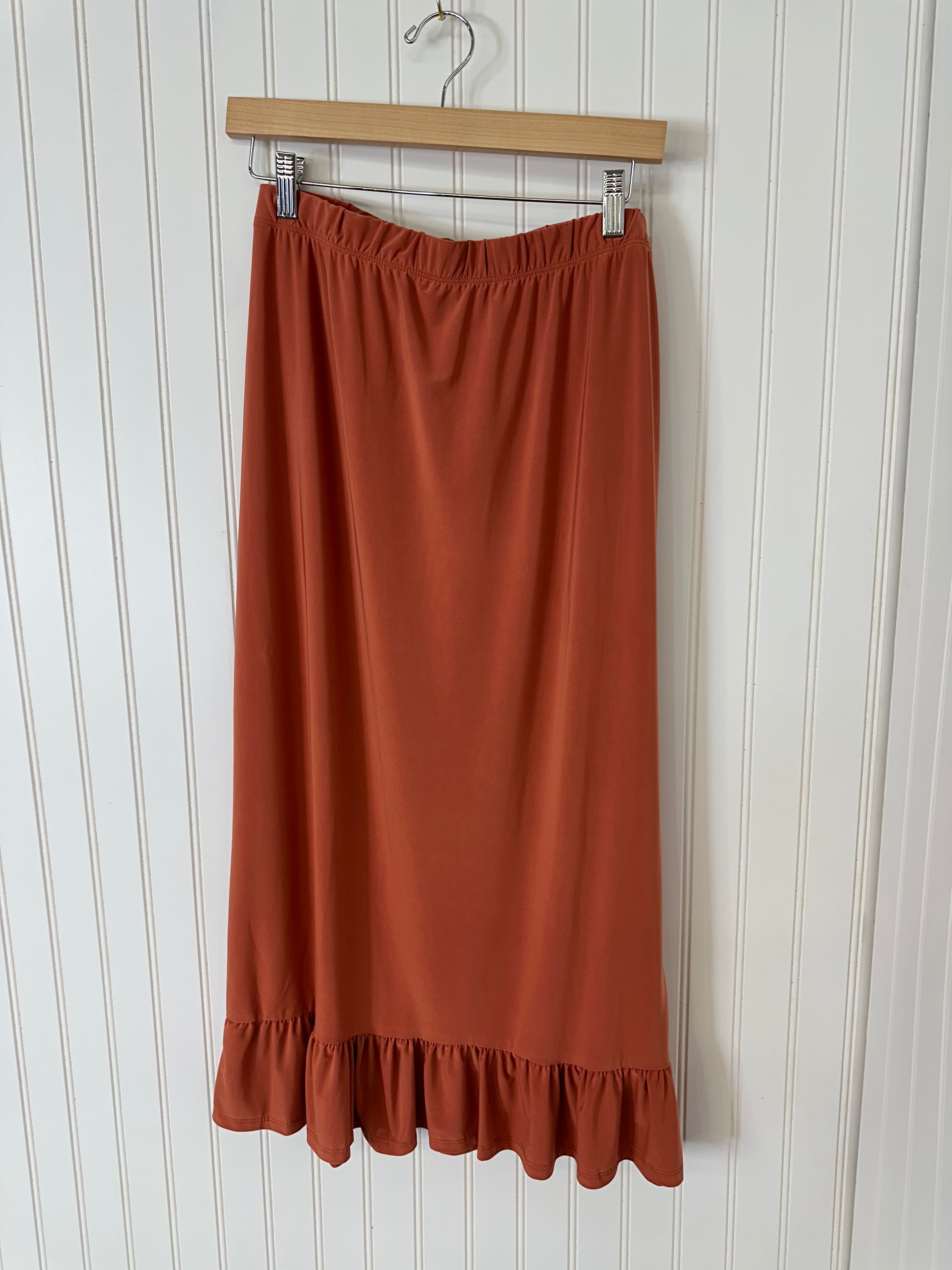 Wrinkle Free Ruffle Hemline Skirt