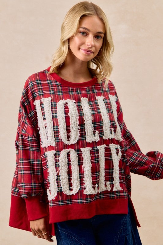 Plaid Holiday Top