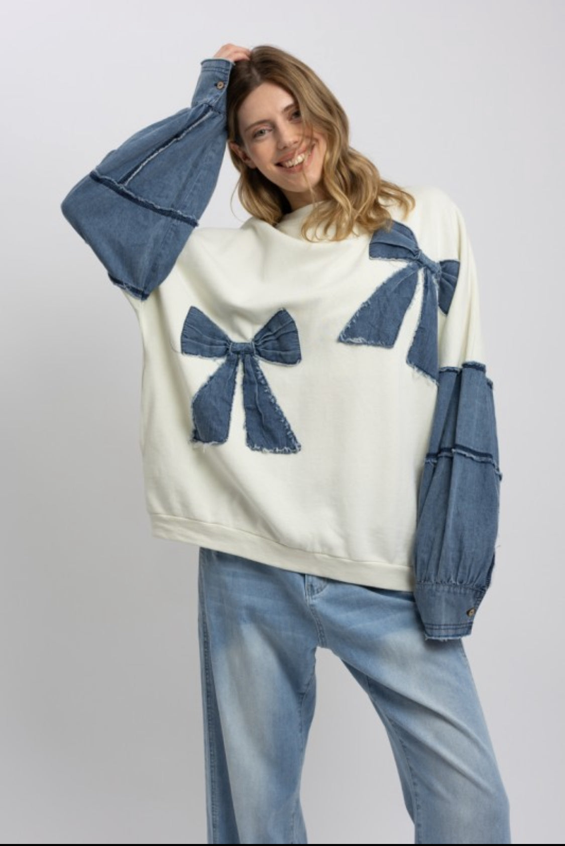 Denim & Bows Sweatshirt