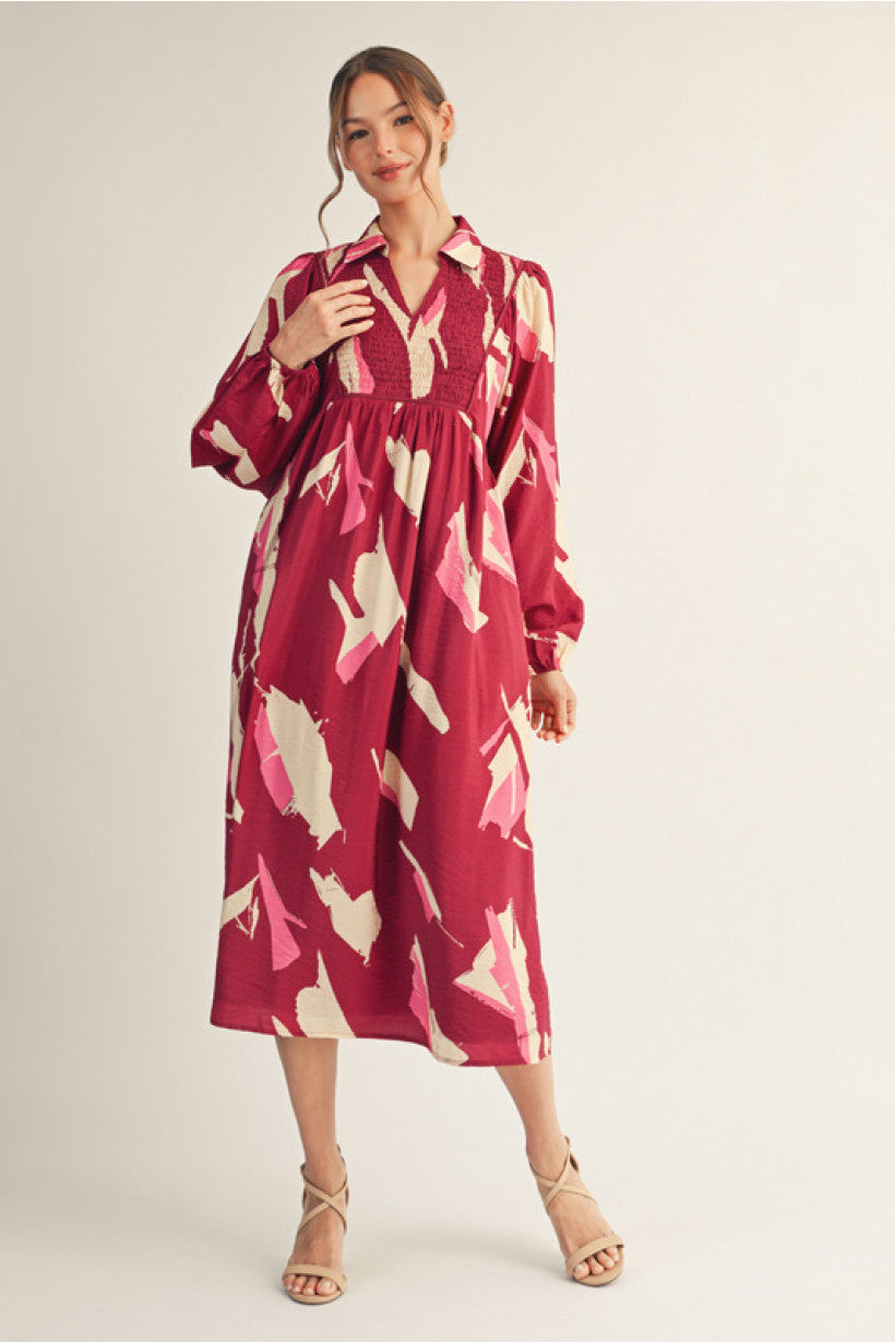 Magenta in Midi Dress