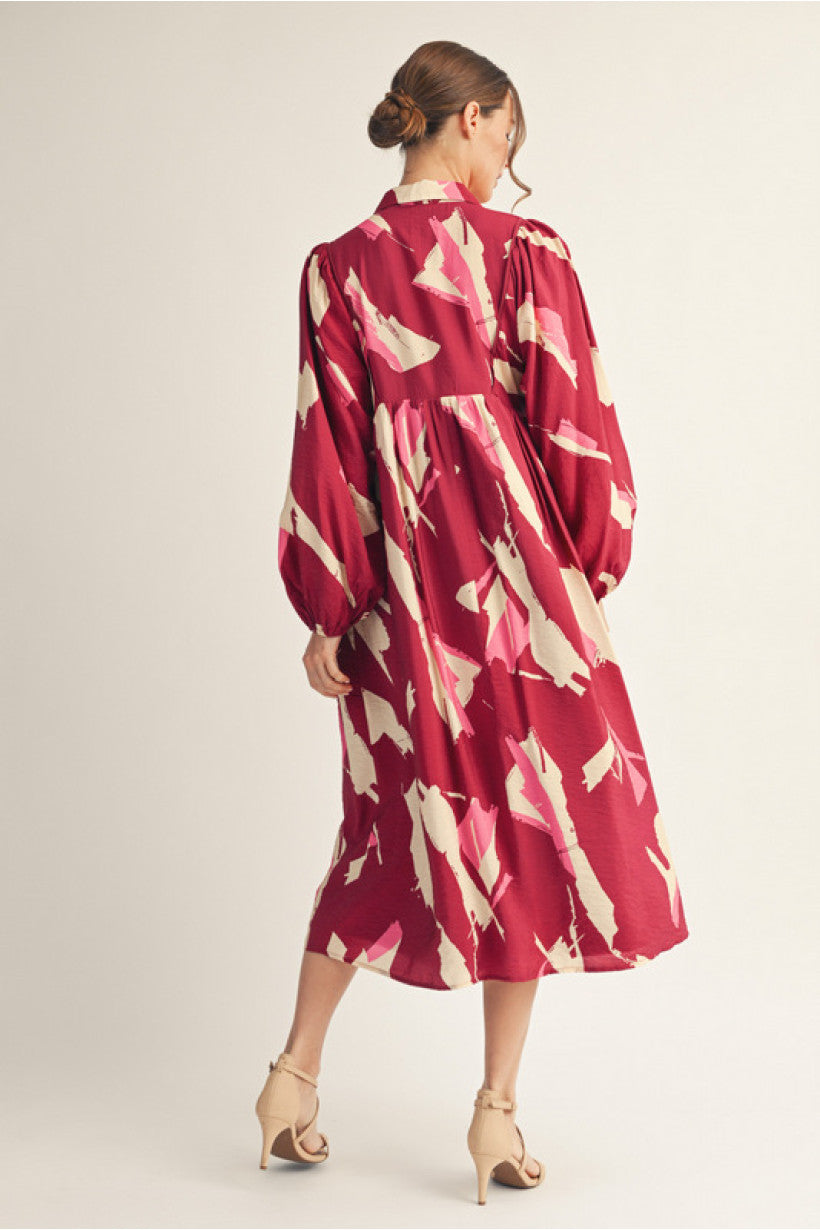 Magenta in Midi Dress