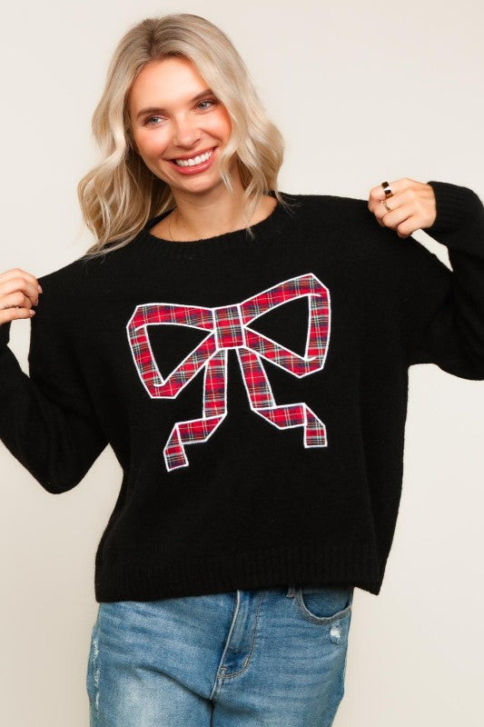 Plaid Bow Sweater