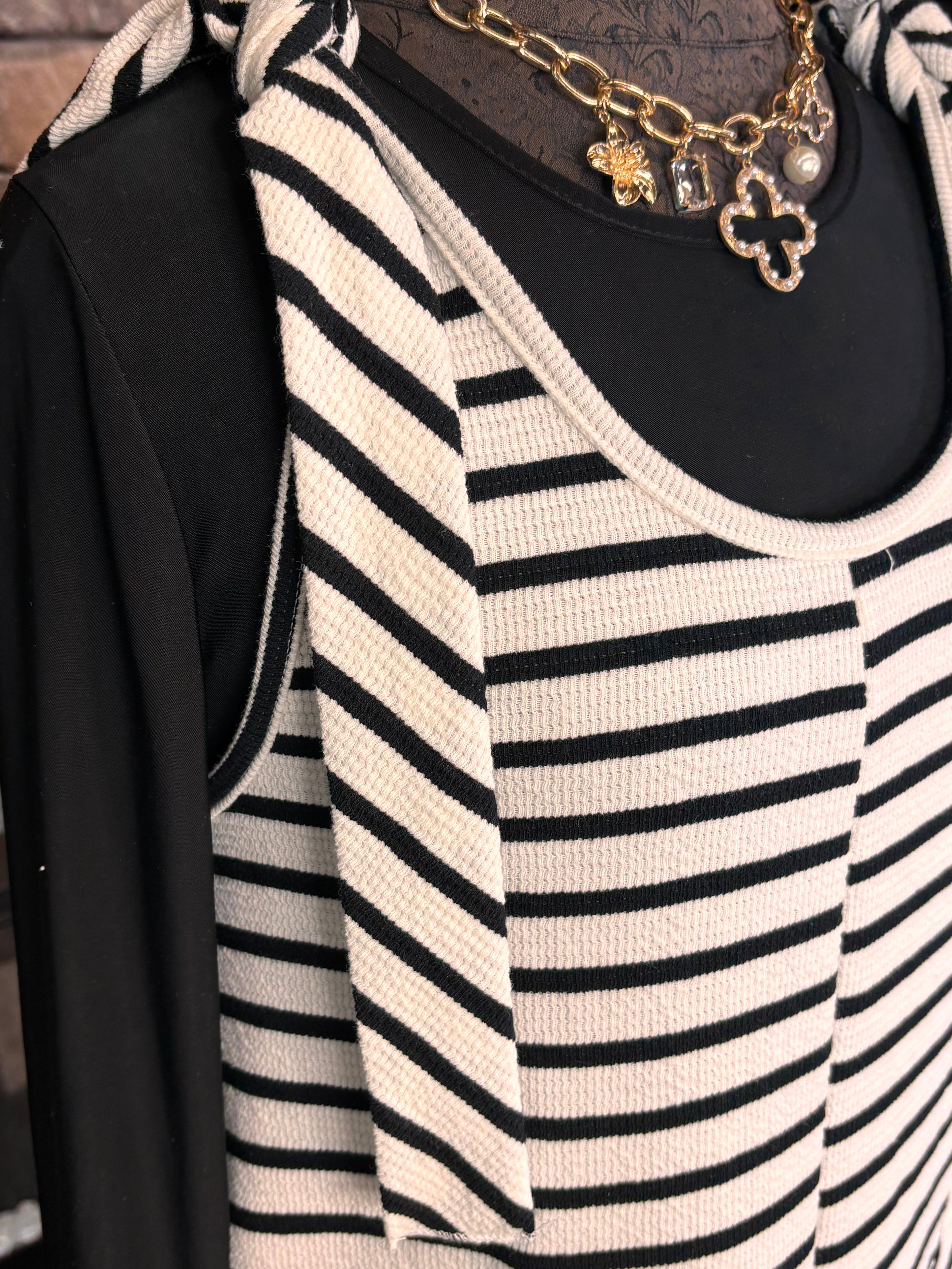 Black & White Striped Ribbed Jumper