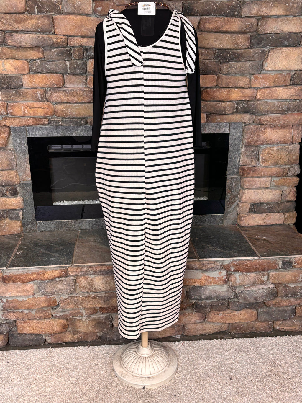 Black & White Striped Ribbed Jumper