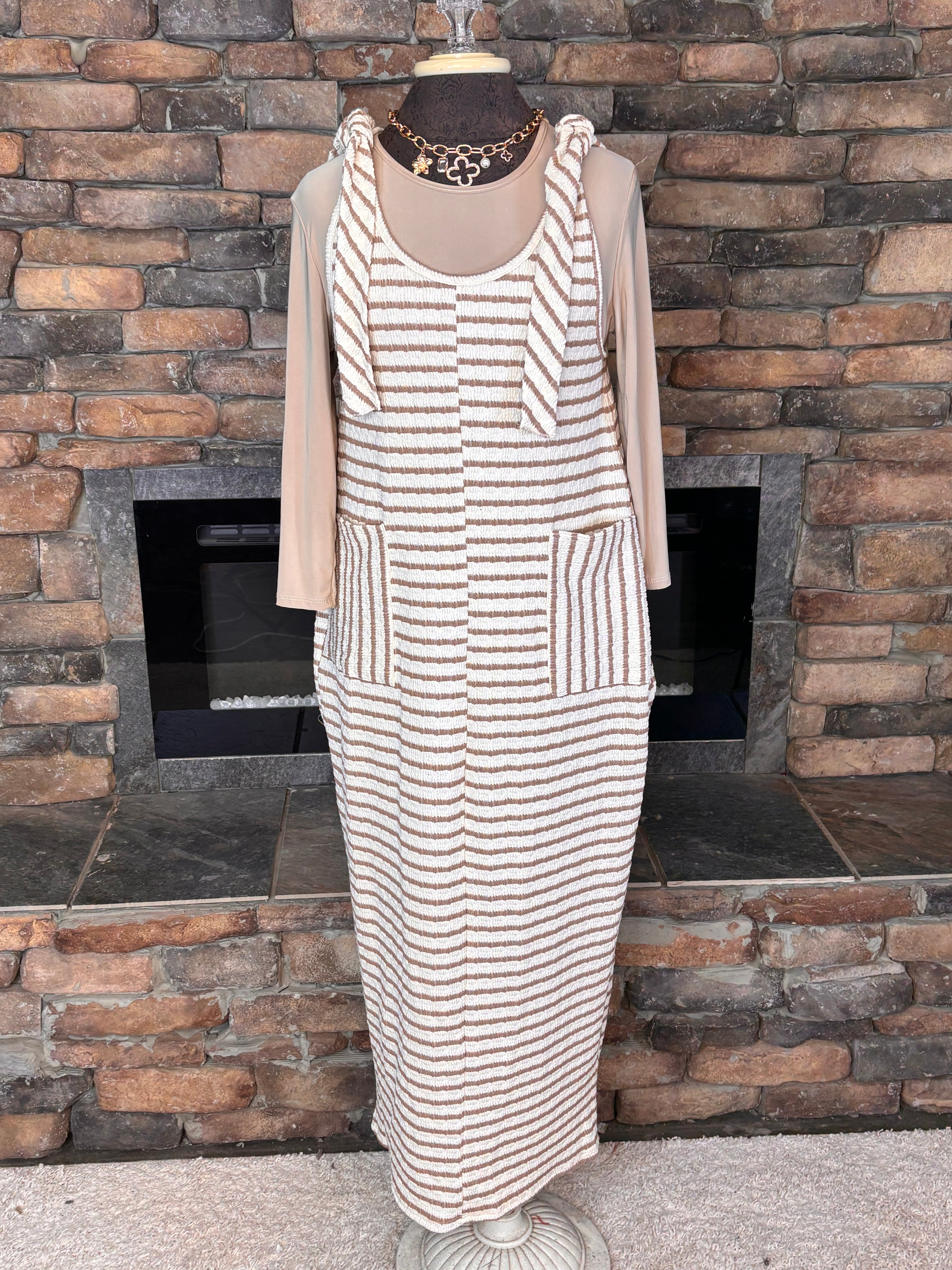Mocha Striped Ribbed Jumper