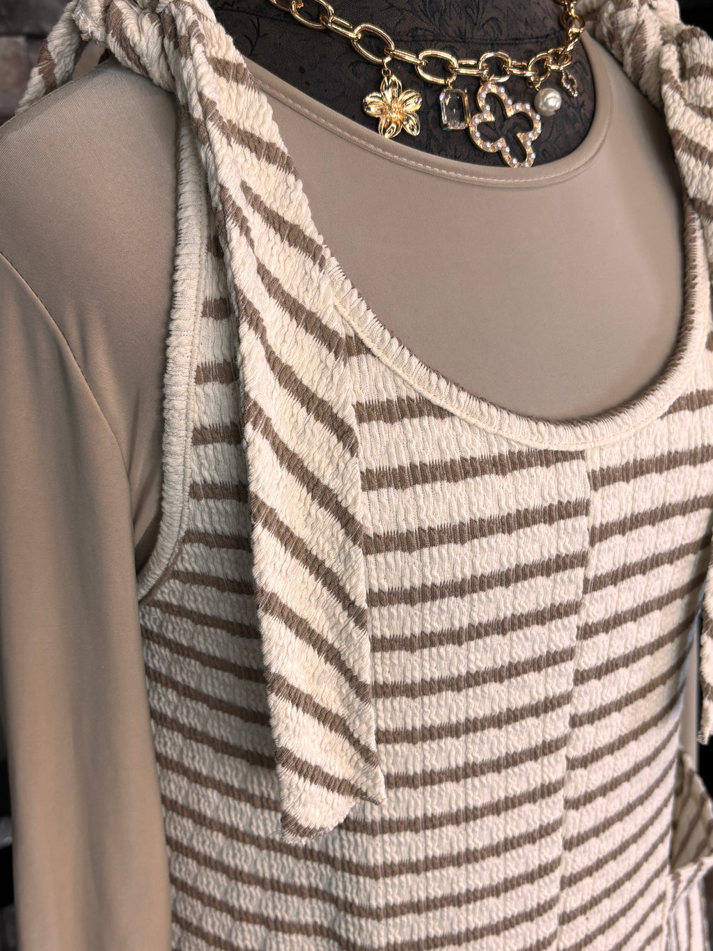 Mocha Striped Ribbed Jumper