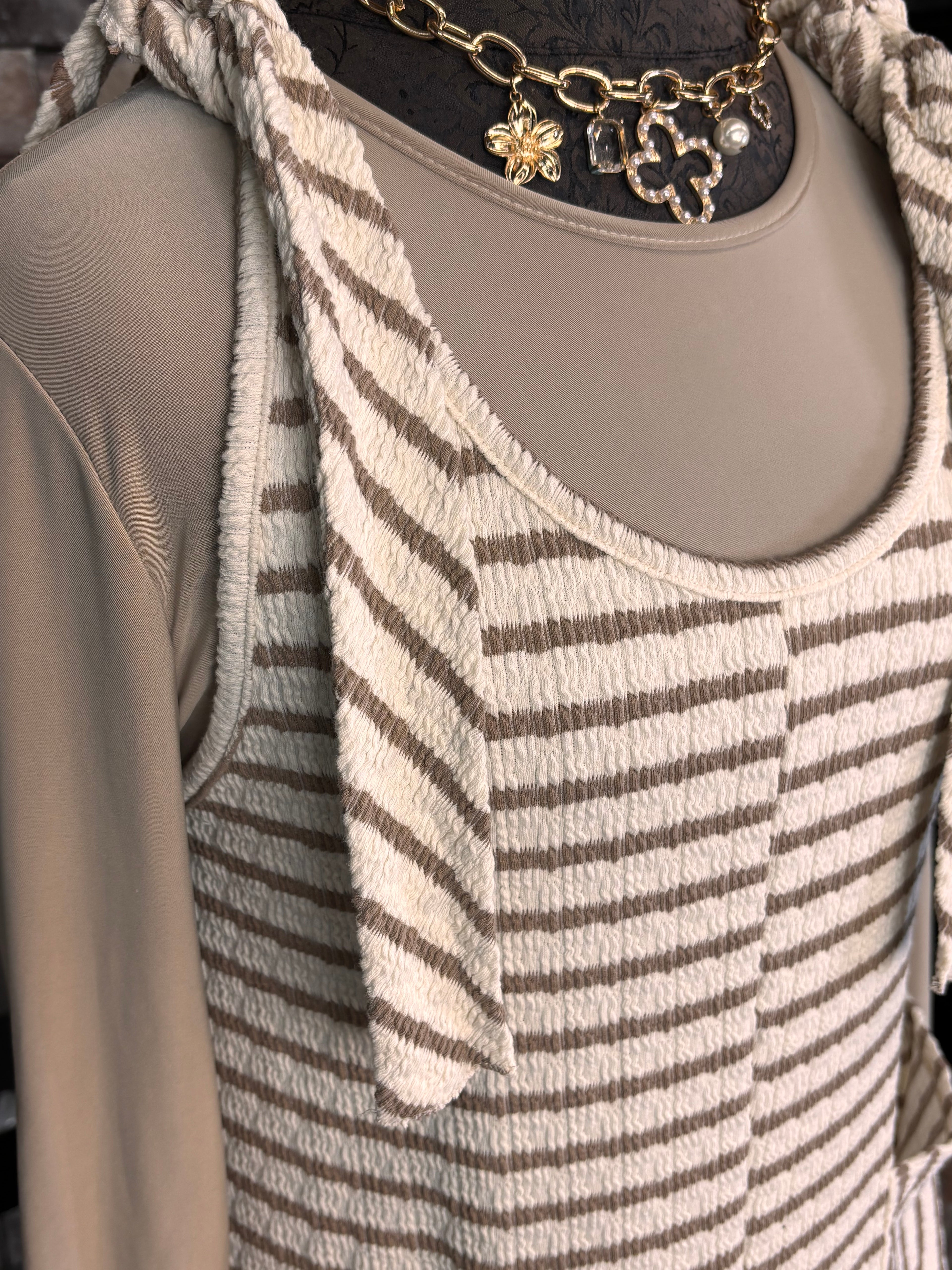 Mocha Striped Ribbed Jumper
