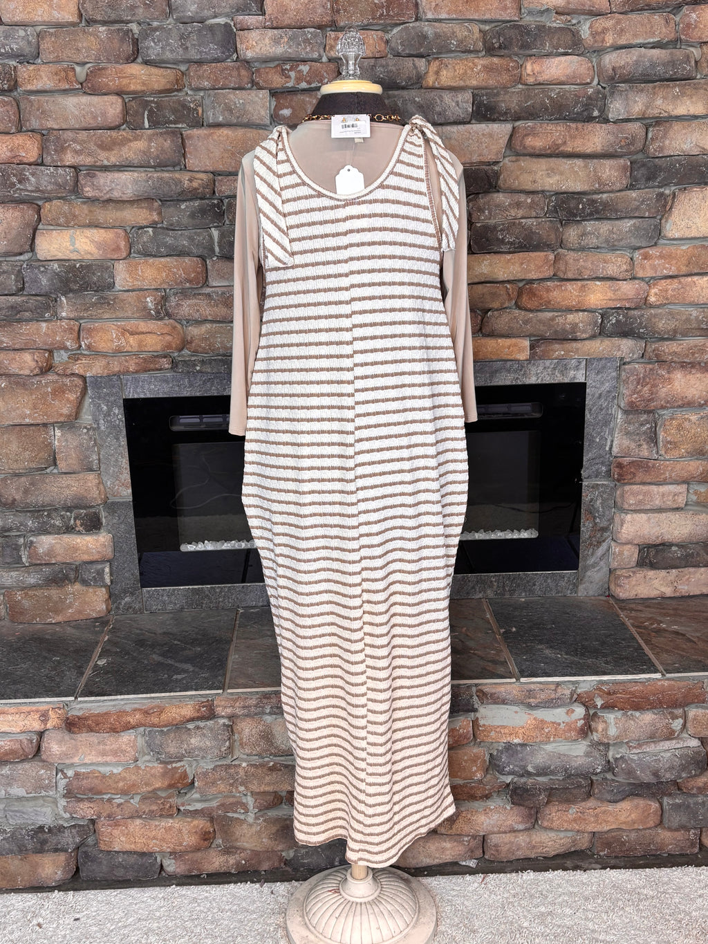 Mocha Striped Ribbed Jumper