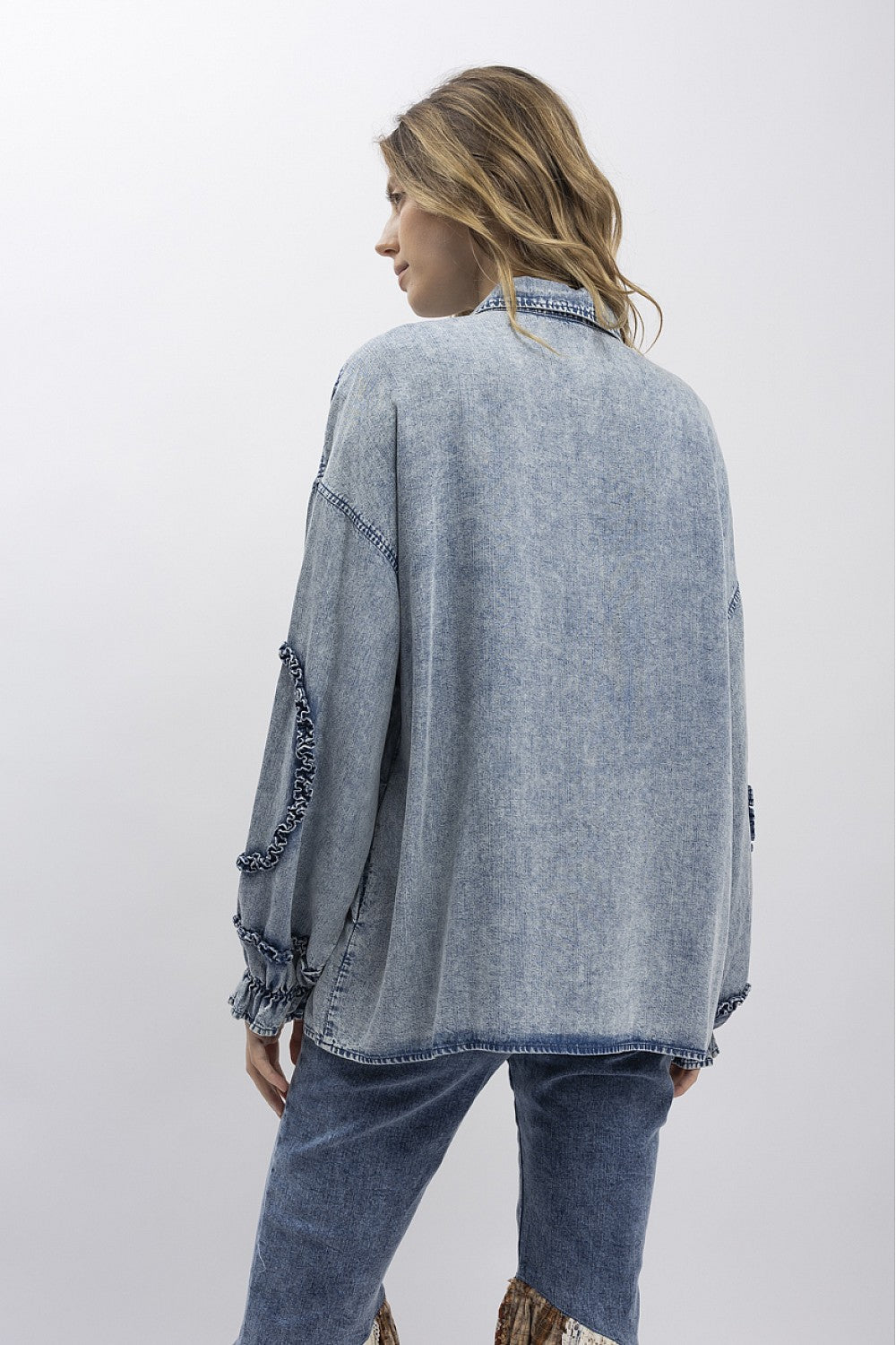 Denim Mineral Wash Button Up Shirt