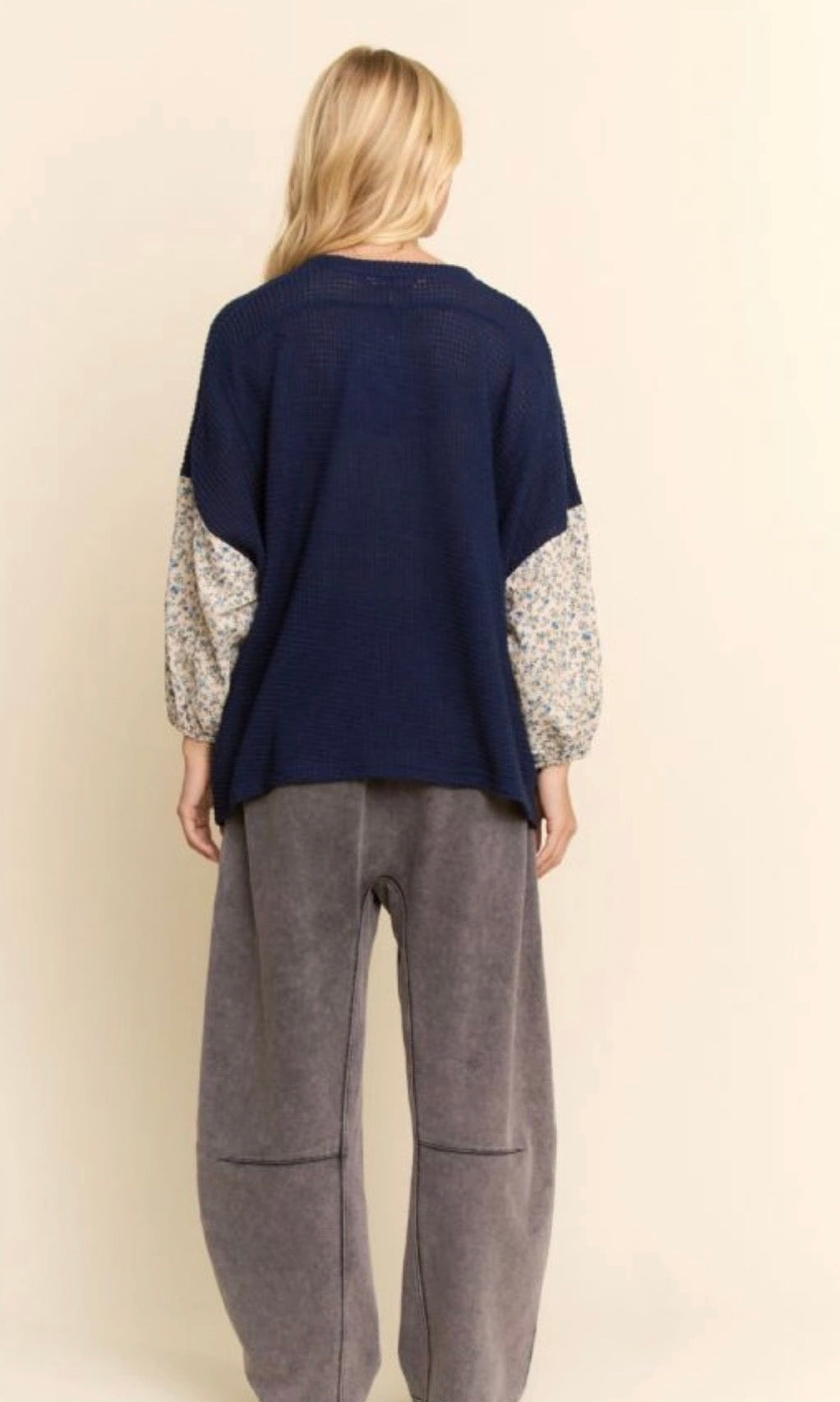 Multi-Star Patchwork Ditsy Sleeve Waffle Top