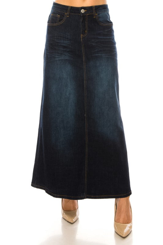 Long Dark Denim Skirt