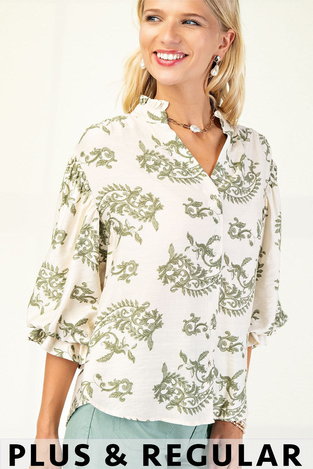 Curvy Vintage Detailed Top