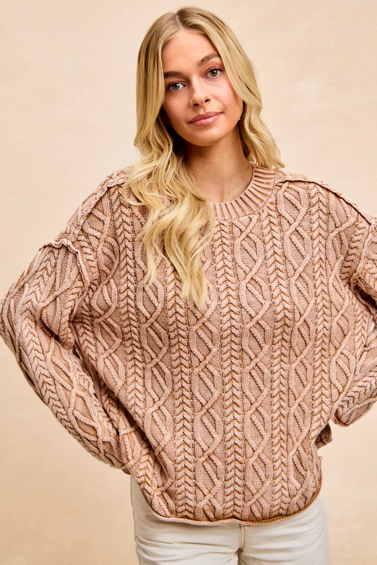 Cable Knit Washed Sweater