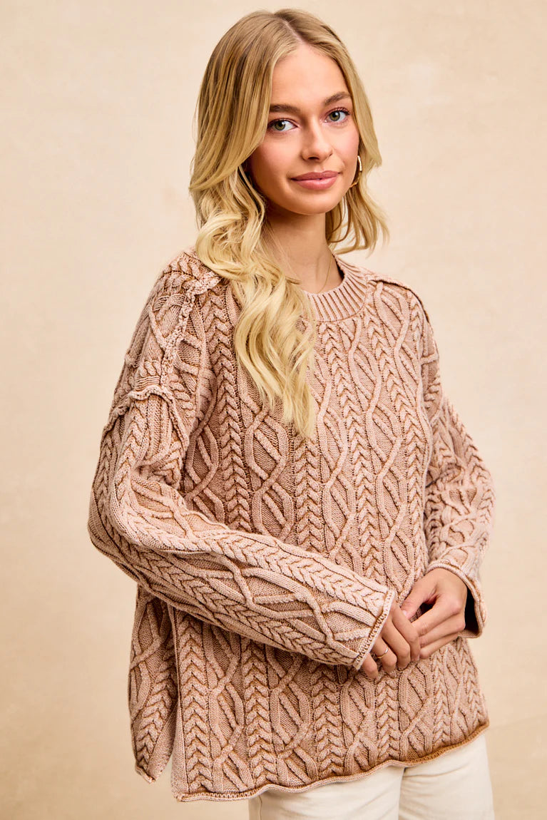 Cable Knit Washed Sweater