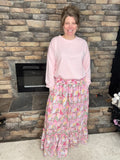Simply Southern Pink Patchwork Maxi Skirt