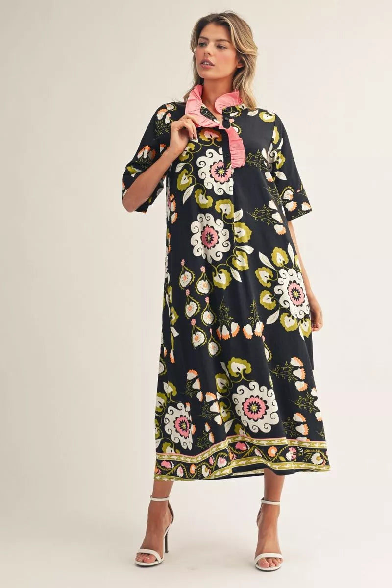 Boho Floral Midi Dress