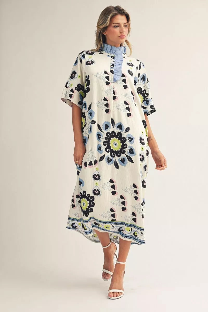 Boho Floral Midi Dress