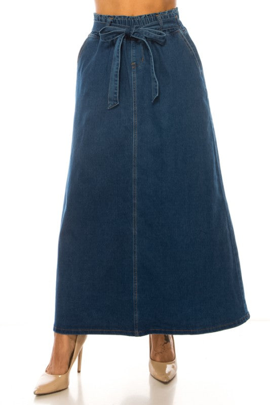 Belted Denim Skirt