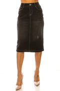 Black Wash Denim Skirt