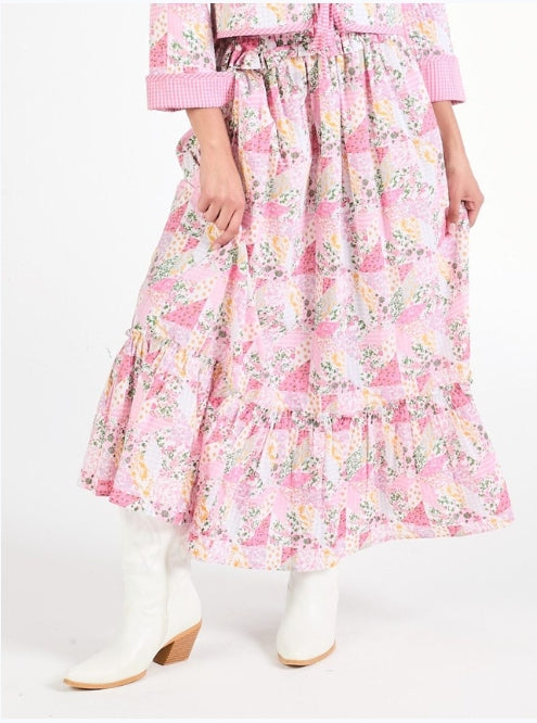 Simply Southern Pink Patchwork Maxi Skirt