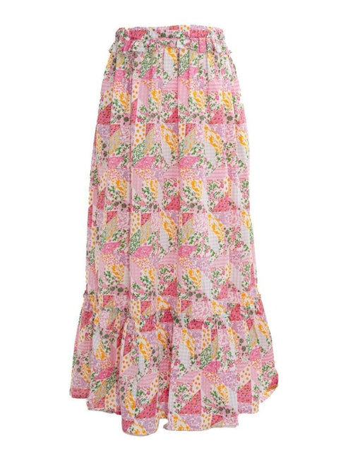 Simply Southern Pink Patchwork Maxi Skirt