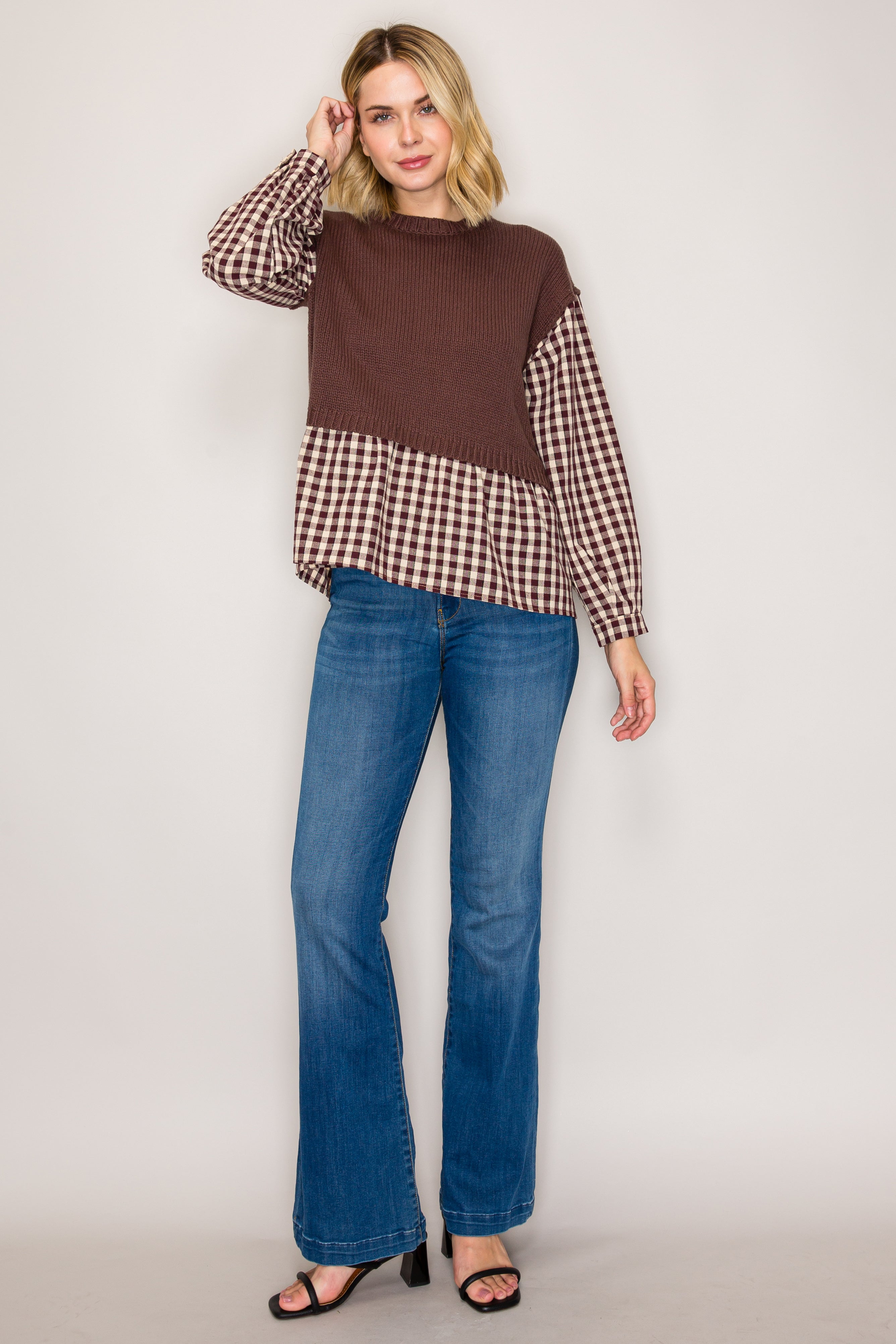Gingham Shirt Sweater