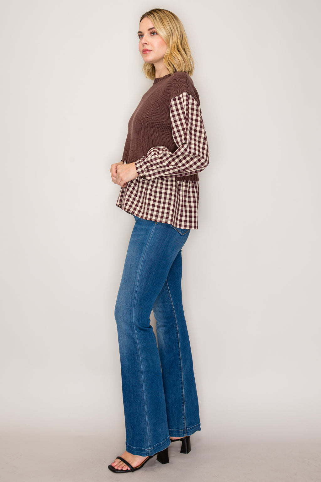 Gingham Shirt Sweater