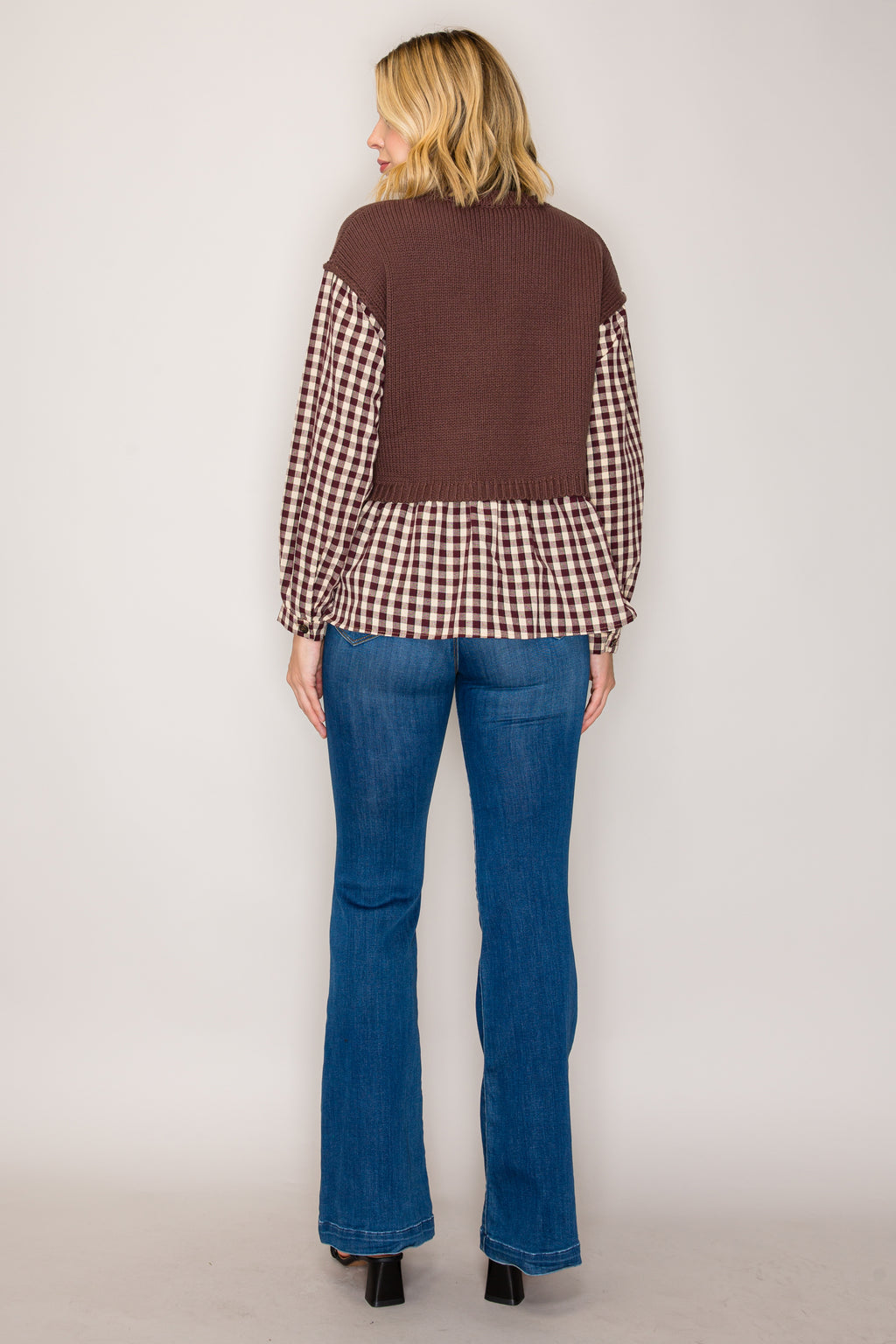 Gingham Shirt Sweater