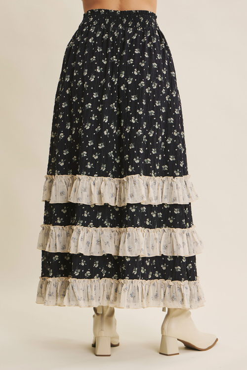 Smocked Floral Maxi Skirt