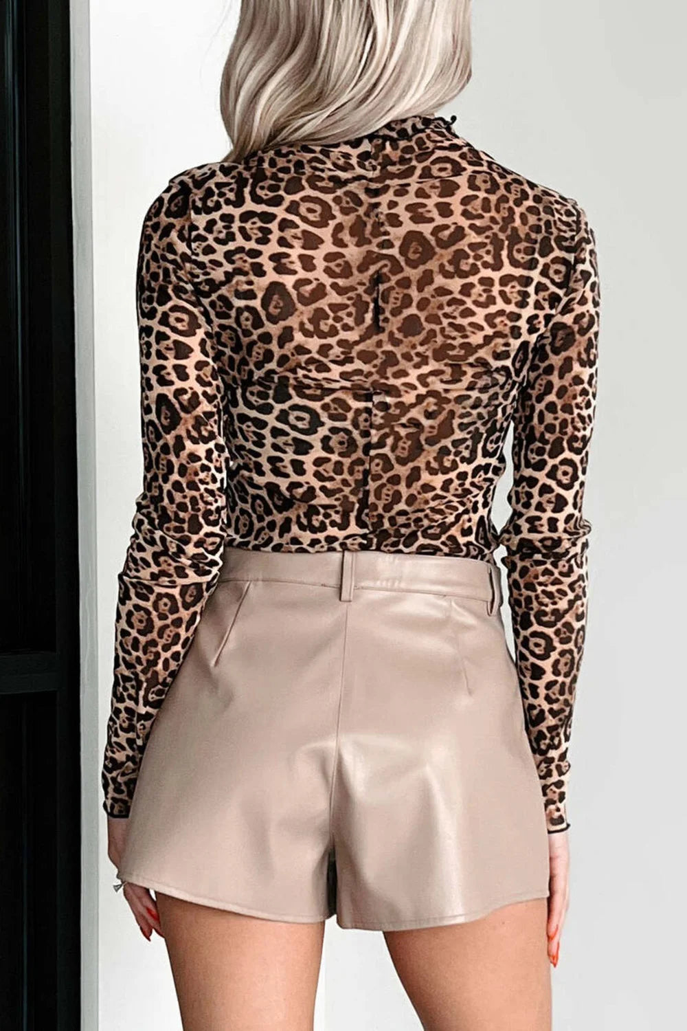 Mesh Leopard Print Top