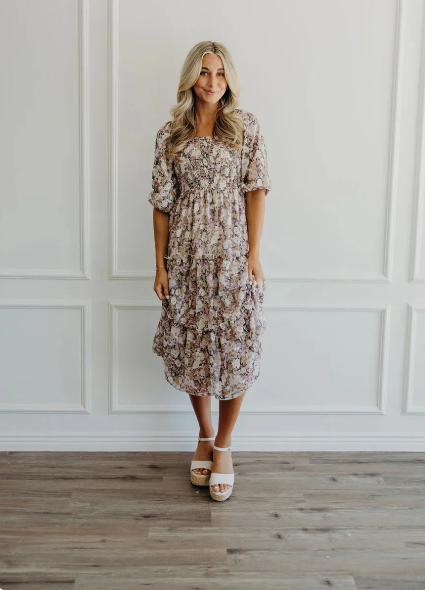 The Greta in Lavender Lotus Dress